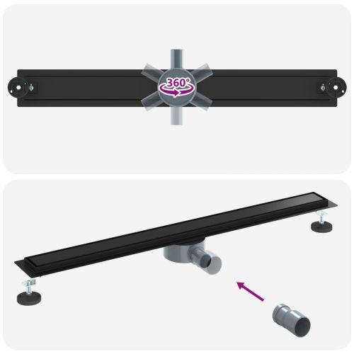 Душ канал 2-в-1 с 360° сифони Черно 90 cm