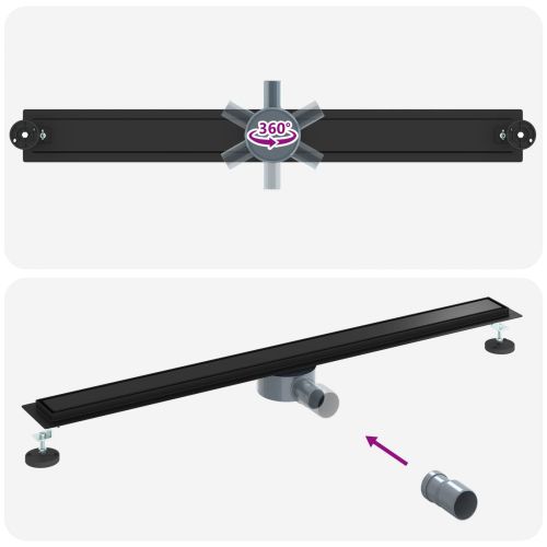 Душ канал 2-в-1 с 360° сифони Черно 100 cm