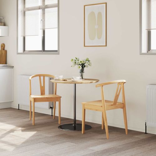 Трапезен стол 2 pcs Естествен Солидно гумено дърво