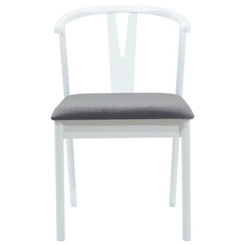 Трапезен стол 2 pcs Бяло и сиво Солидно гумено дърво