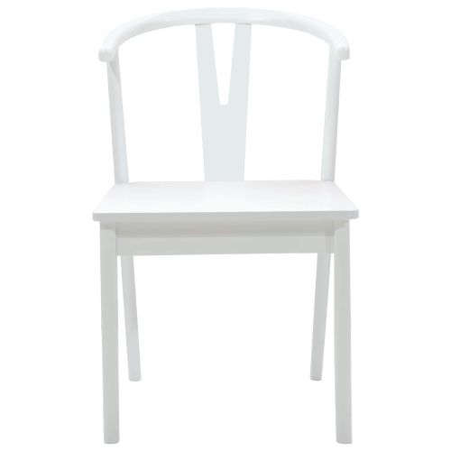 Трапезен стол 2 pcs Бял и бял Солидно гумено дърво