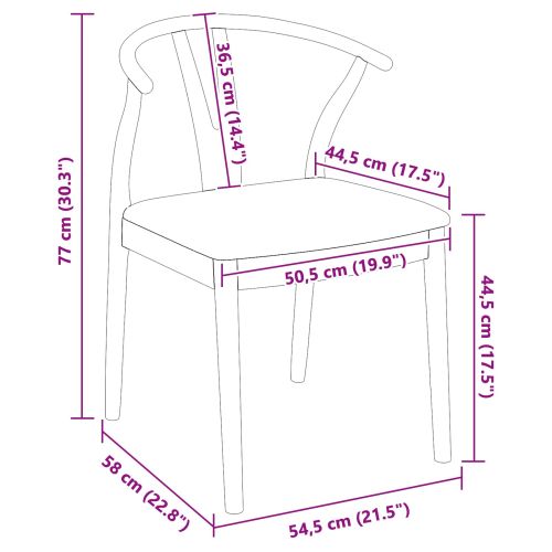 Трапезен стол 2 pcs Бяло и кафяво Солидно гумено дърво