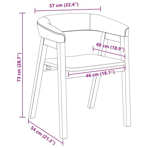 Обедени столове 2 pcs Естествен 54 x 57 x 73 см