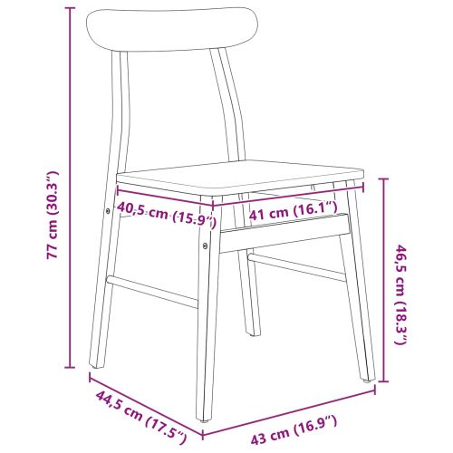 Трапезен стол 2 pcs Бяло 43 x 44,5 x 77 см Солидно гумено дърво