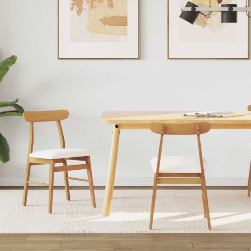 Трапезен стол 2 pcs Естествено и светло Солидно гумено дърво