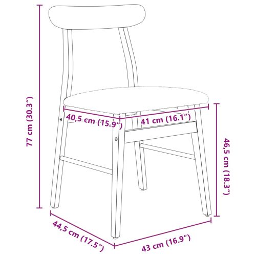 Трапезен стол 2 pcs Естествено и светло Солидно гумено дърво