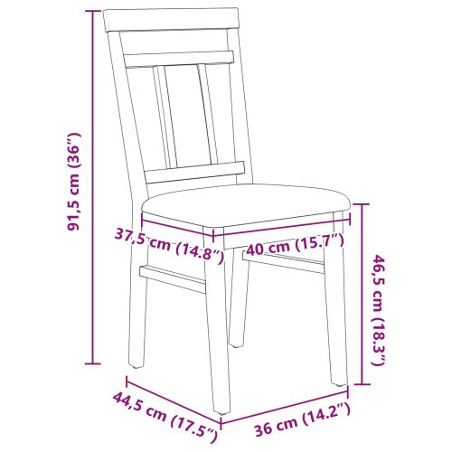 Трапезен стол 2 pcs Естествено и светло Солидно гумено дърво