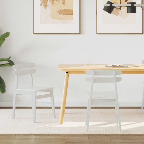 Трапезен стол 2 pcs Бяло Солидно гумено дърво