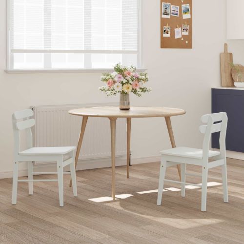 Трапезен стол 2 pcs Бяло Солидно гумено дърво