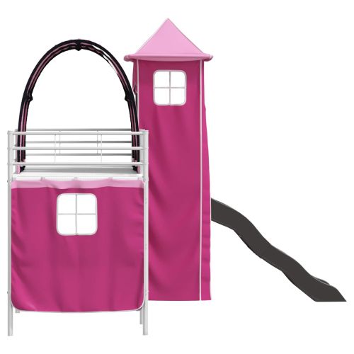 Легло на двуетажно легло за деца Бяло и розово 74,5 x 190 см