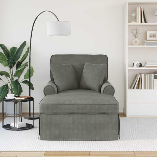 Шезлонг с пола Светлосиво 91 x 157 x 91 см Ребрист плат