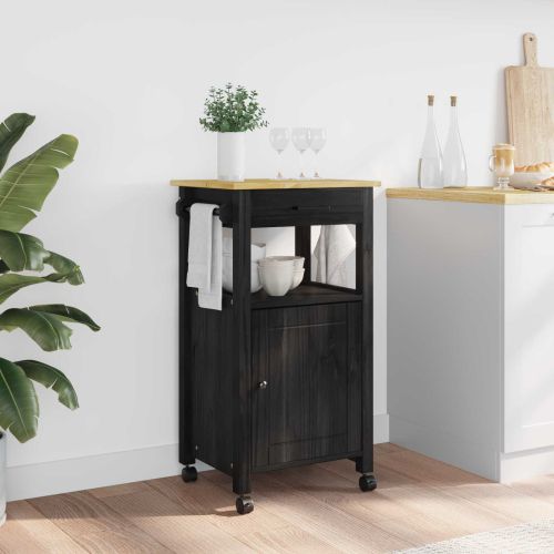 Кухненска количка Едноцветен Черно