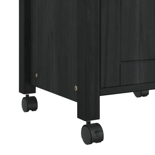 Кухненска количка Черно 88,5 x 40 x 48 см Солиден бор