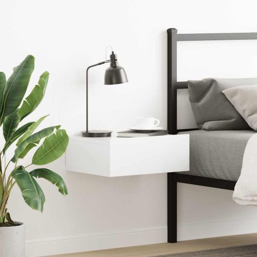 Нощно шкафче за стена, силен бял гланц, 40x30x15 см