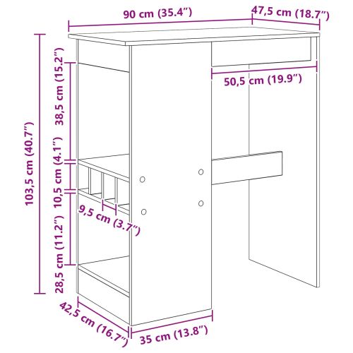 Бар маса с рафт Черния дъб 90 x 47.5 x 103.5 см Инженерно дърво