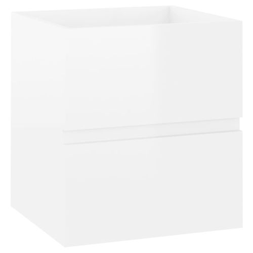 Шкаф за мивка, бял гланц, 41x38,5x45 см, инженерно дърво