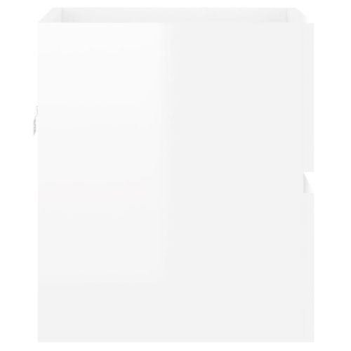 Шкаф за мивка, бял гланц, 41x38,5x45 см, инженерно дърво