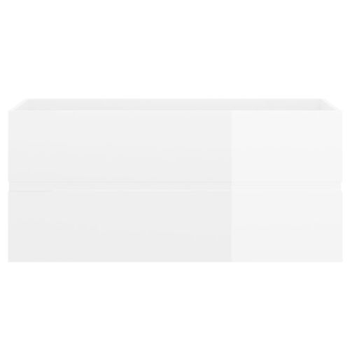 Долен шкаф за мивка, бял гланц, 100x38,5x45 см, инженерно дърво