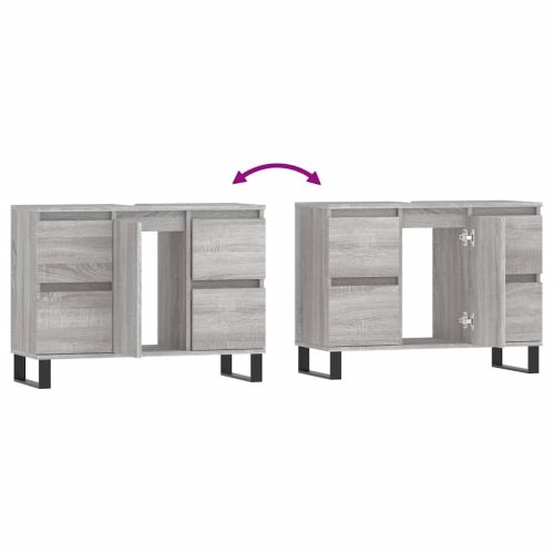 Шкаф за баня, сив сонома, 80x33x60 см, инженерно дърво