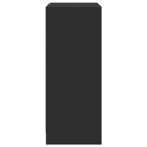 Сайдборд с LED, черен, 77x34x85 см, инженерно дърво