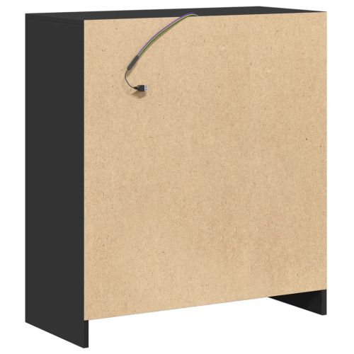 Сайдборд с LED, черен, 77x34x85 см, инженерно дърво