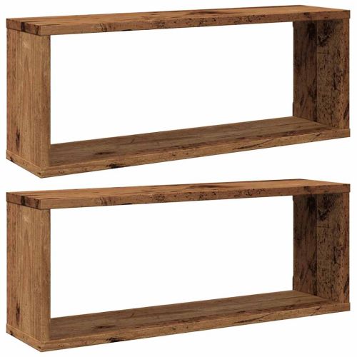 Wall Cube Shelves 2 бр. старо дърво 60x15x23 cm
