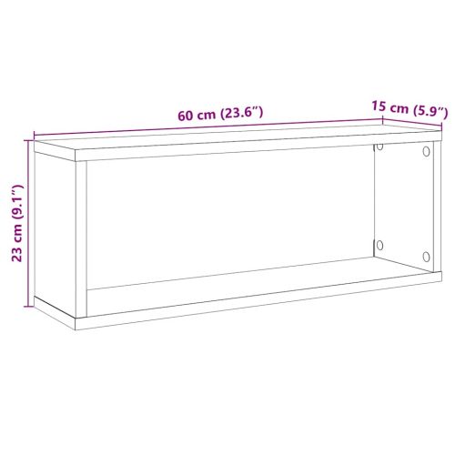 Wall Cube Shelves 2 бр. старо дърво 60x15x23 cm
