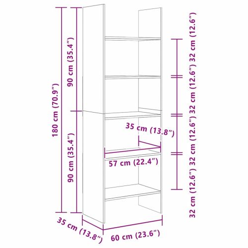 Шкаф за книги Черния дъб 60 x 35 x 180 см Инженерно дърво