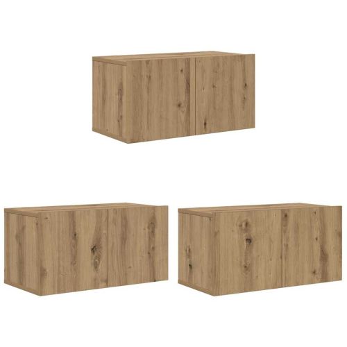 Комплект ТВ шкаф 3 pcs Кафяво 60 x 30 x 30 cm Инженерно дърво