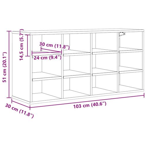 Шкаф за обувки Черния дъб 103 x 30 x 51 см Инженерно дърво