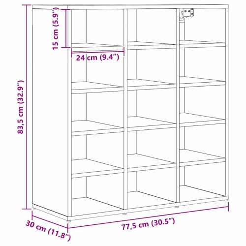 Шкаф за обувки Черния дъб 77,5 x 30 x 83,5 см Инженерно дърво