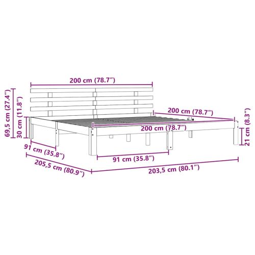 Рамка за легло с таблото Кафяво с восъчно покритие
