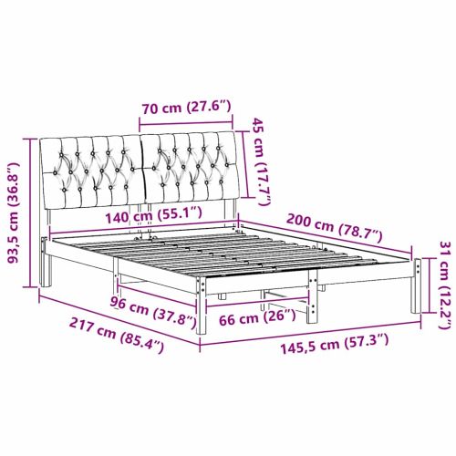 Рамка за легло Таупе 140 x 200 cm Солидно борово дърво