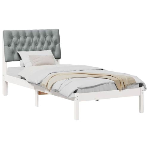 Леглова рамка с тапицирана гръбна част Бяло 90 x 200 cm