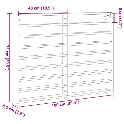 Витрина с рафт Дъб 100 x 8,5 x 75 cm Инженерно дърво