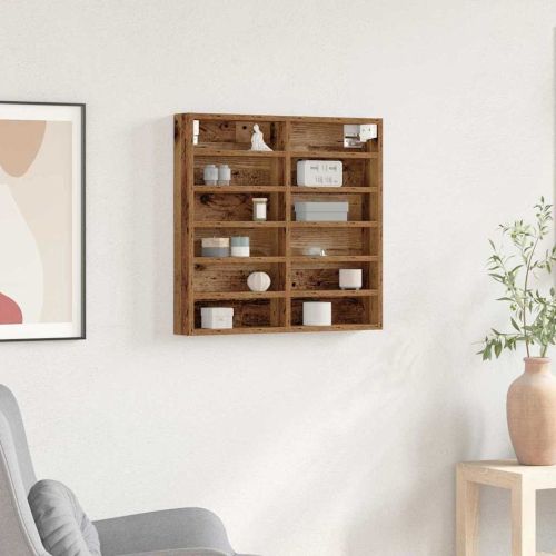 Витрина с рафт Старо дърво 60 x 8,5 x 58 см Инженерно дърво