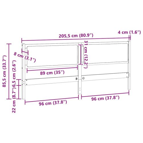Облегалка за глава Друг Кафяво 200 cm Борово дърво масив