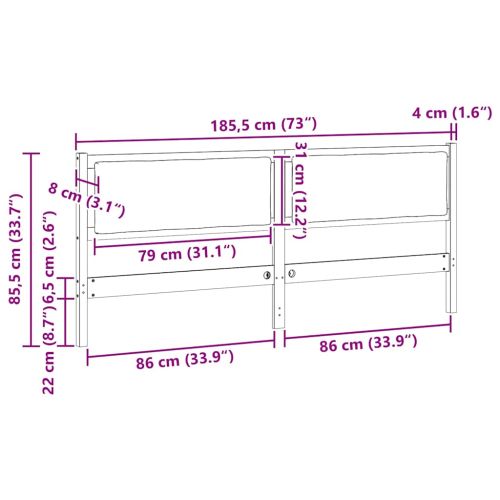 Облегалка за глава Друг Бяло 180 cm Борово дърво масив