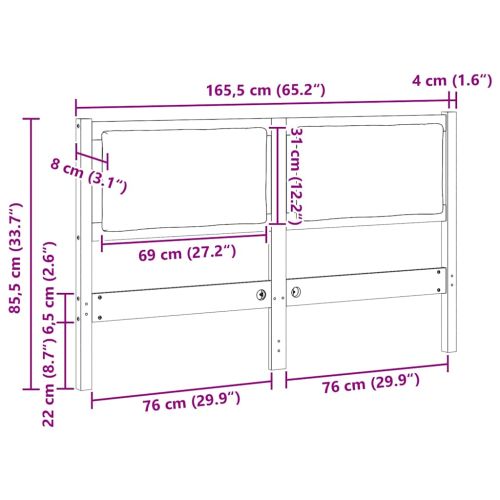 Облегалка за глава Друг Кафяво 160 cm Борово дърво масив