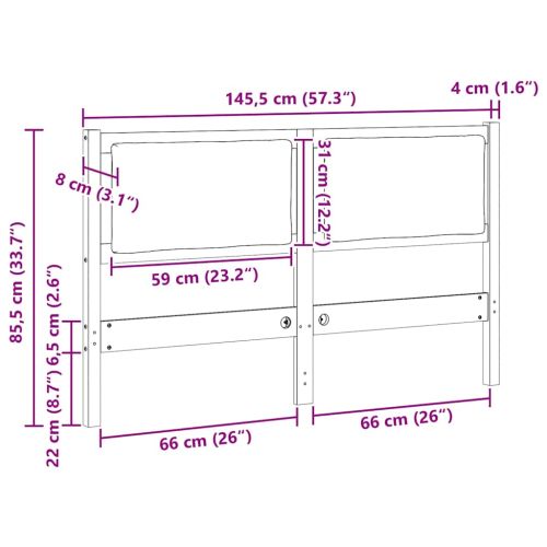 Облегалка за глава Друг Бяло 140 cm Борово дърво масив