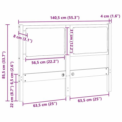 Облегалка за глава Друг Кафяво 135 cm Борово дърво масив