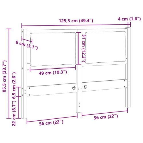 Облегалка за глава Друг Бяло 120 cm Борово дърво масив