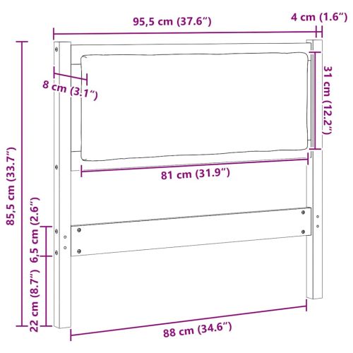 Облегалка за глава Друг Бяло 90 cm Борово дърво масив