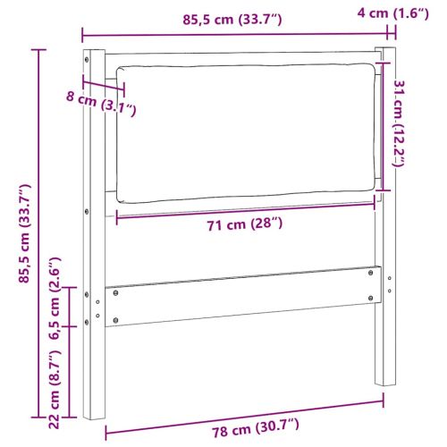 Облегалка за глава Друг Кафяво 80 cm Борово дърво масив