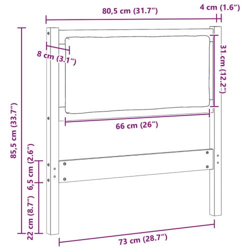 Облегалка за глава Друг Бяло 75 cm Борово дърво масив