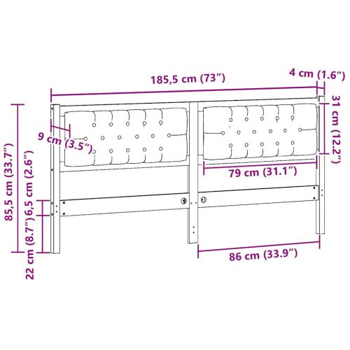 Облегалка за глава Кафяво и таупе 180 cm Борово дърво масив