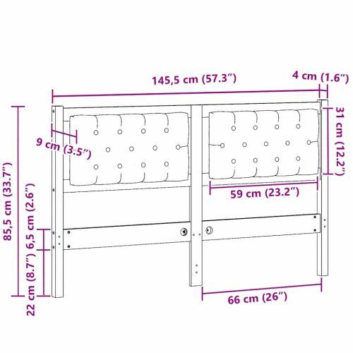 Облегалка за глава Кафяво и таупе 140 cm Борово дърво масив