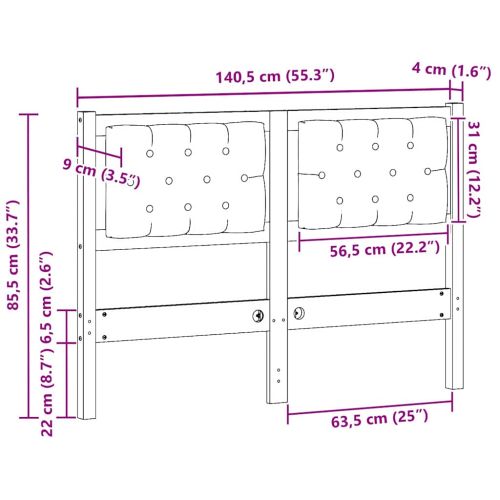 Облегалка за глава Кафяво и таупе 135 cm Борово дърво масив