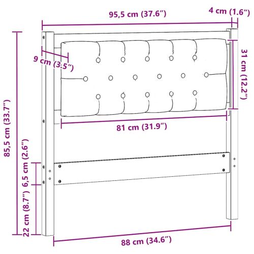Облегалка за глава Кафяв и светло сив 90 cm Борово дърво масив
