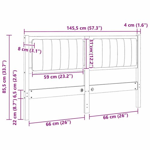 Тапицирана табла с таблото Кафяво 140 cm Солидно борово дърво